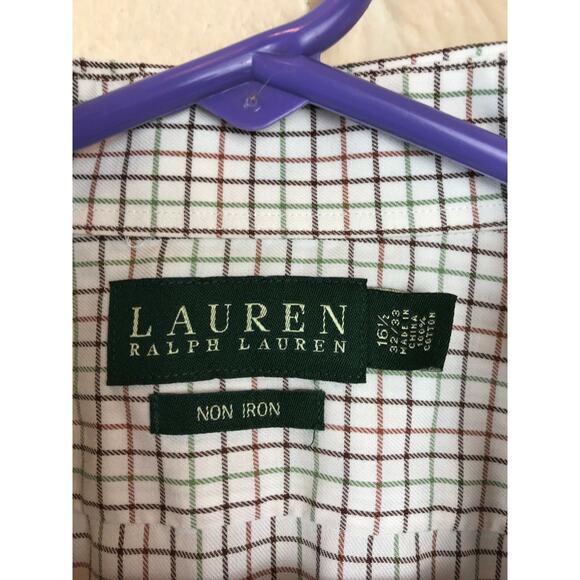 Lauren Ralph Lauren Mens Button Down Oxford Shirt Check Preppy Business 16 1/2 - Picture 4 of 4